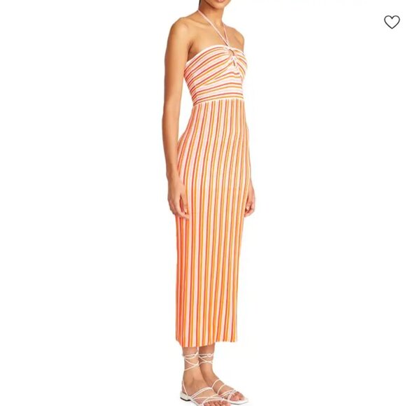 AMUR Valena Striped Halter Midi Dress in Sorbet NWT - Picture 3 of 10
